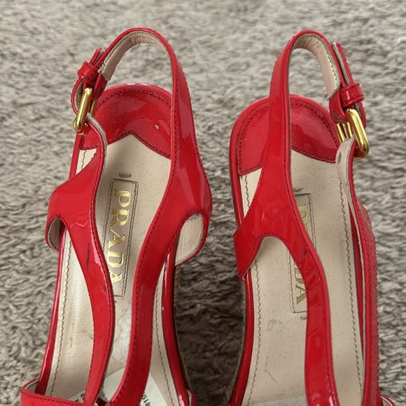 New Prada Wedges size 38 Orange Red Striped - Picture 4 of 8